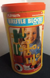 Vintage 1976 Playskool Playschool Bristle Blocks Building Set Can /87 - Picture 1 of 11