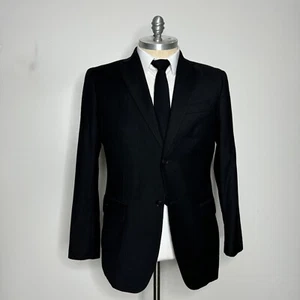 Uniqlo J+ Sport Coat Blazer 46R Mens Solid Black Wool Stretch - Picture 1 of 12