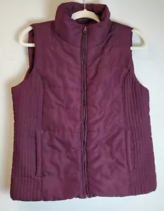 New York & Company Burgundy Puffer Vest Womens Medium M Full Zip NY&Co - Picture 1 of 8