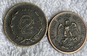moneda 1905 México 2 Centavos Cooper MODERNA fecha llave usada una 1 - Imagen 1 de 2