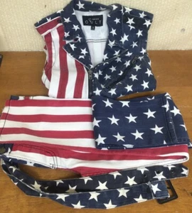 Jeans e gilet LIP SERVICE USA STAMPA BANDIERA AMERICANA PATRIOT DENIM - Foto 1 di 24