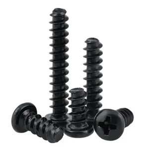 M1.2-M4 Phillips Pan head Round Head Self Tapping Screws Flat Tail Steel Black - Picture 1 of 6