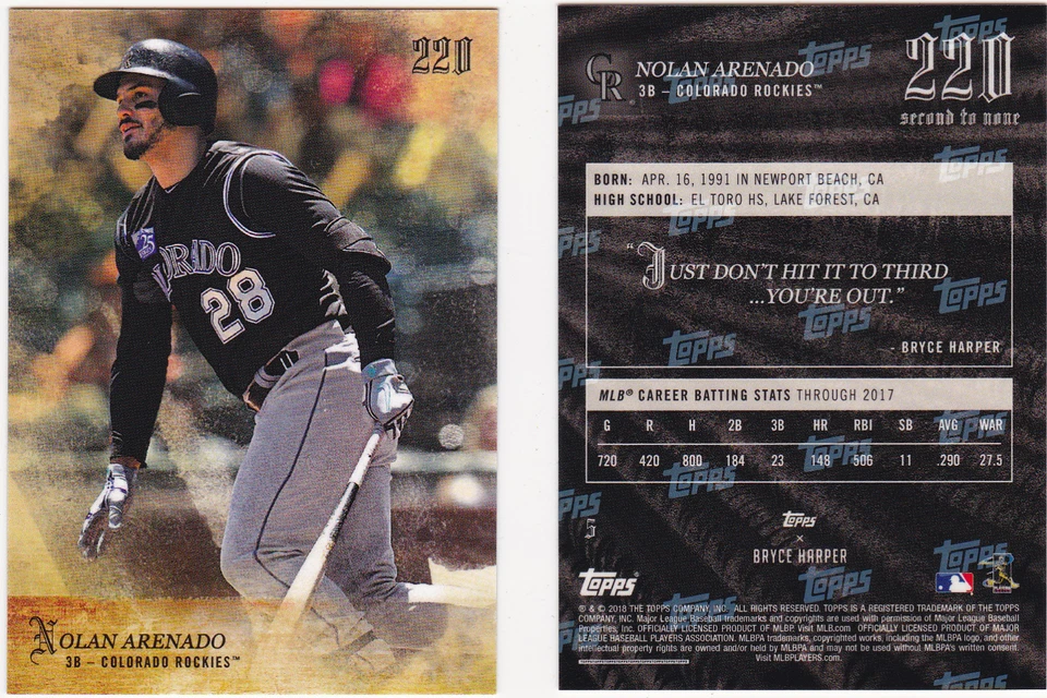 Nolan Arenado Colorado Rockies 2018 Topps 220 Harper second to none 5 SP 5196 - Image 1 of 1