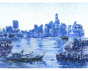 Watercolor landscape painting Panama City Central America wall art (print) - Picture 1 of 11