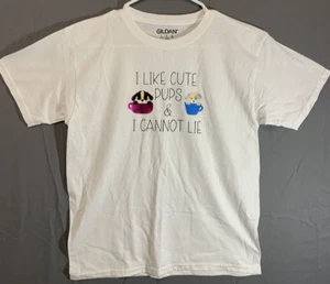 Gildan Shirt Girls Large White Short Sleeve Crew Neck Pullover Graphic Cotton - Picture 1 of 11