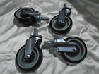 Set Of 4 Swivel Casters For Wire Shelving W/ 7/8" Id Poles - 5" Wheels No Brakes