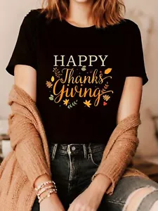 Happy thanksgiving autumn fall leaves for holiday season T-Shirt Women - Picture 1 of 12