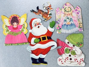 Lotto decorazioni natalizie vintage fustellate Babbo Natale pupazzo di neve renna angelo Dennison - Foto 1 di 11