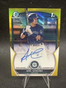 AXEL SANCHEZ 2023 BOWMAN CHROME 1ST AUTOGRAPH YELLOW AUTO /75 Mariners - Picture 1 of 2
