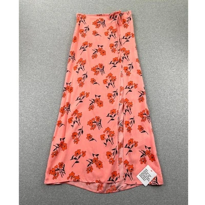 Topshop Maxi Falda 4 Rosa Floral Flor de Cerezo Abertura Lateral Corbata Cintura Artística Boho Foto 1 de 4