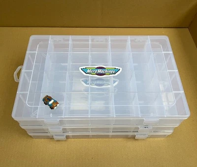 Vitrinas de almacenamiento Micro Máquinas 3 x 28 cajas ranuras viaje plástico transparente Foto 1 de 4