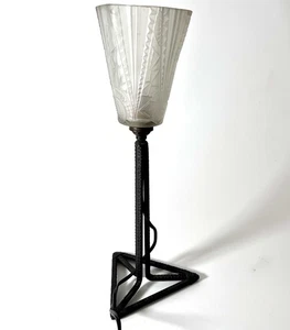 Art Deco Tischlampe Glas Schmiedeeisen Stil Muller Frères Daum - Bild 1 von 11