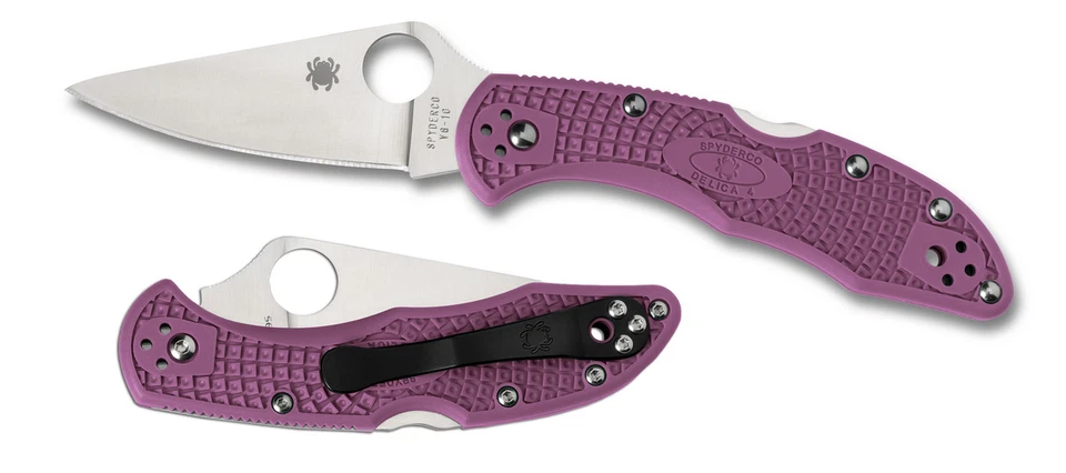 Spyderco Knives Delica 4 Lockback VG-10 Stainless C11FPPR Purple Pocket Knife - Image 1 of 4