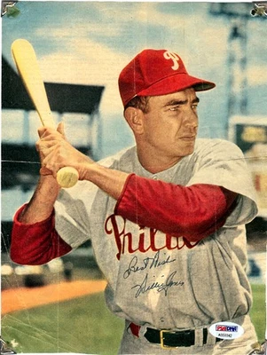 Willie "Puddin Head" Jones Signed 7.5x9 Magazine Page Phillies PSA/DNA - Image 1 of 2