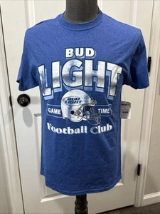 Maglietta Bud Light Game Time Football Club Blu 82 - Nuova con etichette - Taglia Large - Foto 1 di 9