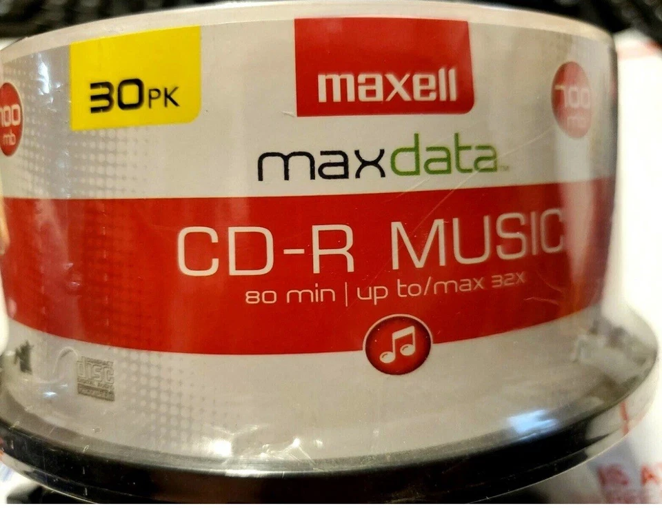 CD-R Blank Media 30 Pack Spindle Maxell Audio Music 32x 80 Minute 700MB Player.. - Image 1 of 1