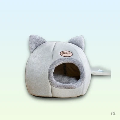 Katzenhöhle aus Plüsch – Weiches Katzennest mit Ohren, Warm & Gemütlich - Image 1 of 4
