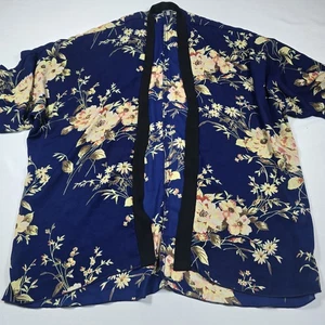 Charlotte Russe Women's Royal Blue Floral Print Open Kimono Size MEDIUM - Picture 1 of 10