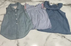 OshKosh, Carters, Cat & Jack 3 Tunic Tops Toddler Girls 2T/3T Denim & Chambray - Picture 1 of 10