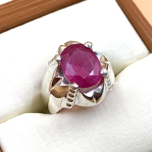 Natural Ruby Ring, 8+ Carat Ruby 925 Sterling Silver Yaqoot Ring, Ruby Stone - Picture 1 of 6