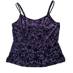 Vintage Y2K Velvet Burnout Camisole Purple Floral Size S/M? Whimsigoth Witchy - Picture 1 of 8