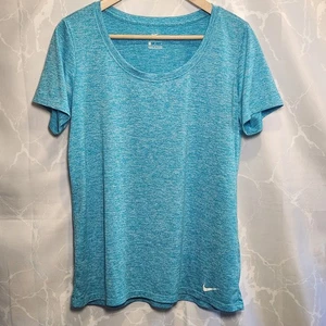 Nike Dri-Fit Kurzarm Sportshirt Damen L türkis U-Ausschnitt Relaxed Fit - Bild 1 von 5