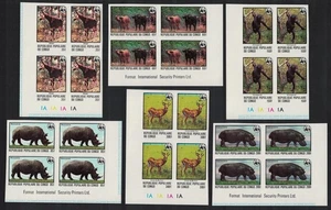 Congo WWF Endangered species 6 imperf Corner Blocks of 4 1978 MNH - Picture 1 of 1