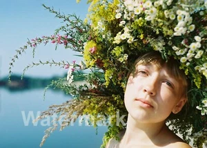 Sexy Woman Wreath of Flowers on Head Original Paper 13*18 cm - Picture 1 of 1