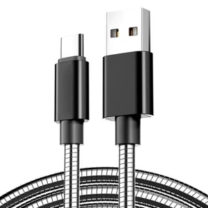 Stainless Steel 2M USB Type C Fast Charger Data Cable Lead for Samsung Sony HTC - Picture 1 of 3