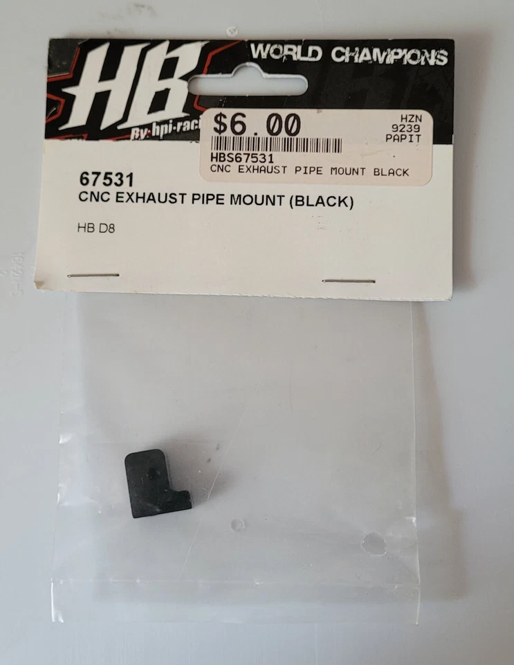 HPI Racing / HB Hot Bodies 67531 Aluminum Exhaust Pipe Mount (Black) H8 D8 - Image 1 of 1