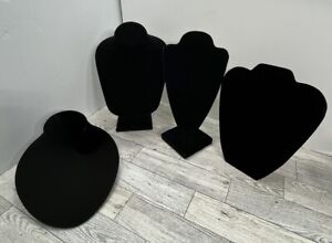 Lot of 4 Large Black Faux Suede Necklace Jewelry Display Easel Stands