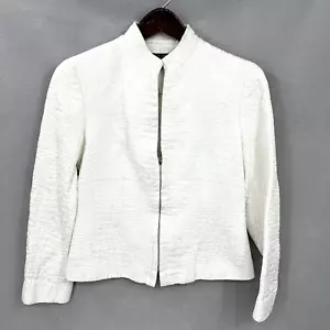 Lafayette 148 NY Crop Lined Jacket Blazer Womens Petite 6 Moto Textured Zip READ - Picture 1 of 17