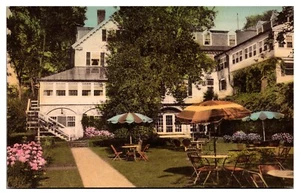Hand Colored 1947 Terrace Garden, The Lord Jeffery Inn, Amherst, Massachusetts - Picture 1 of 2