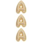  3pcs Bubble Letter Necklace Pendant Women Alphabet Charm with Zircon Decor