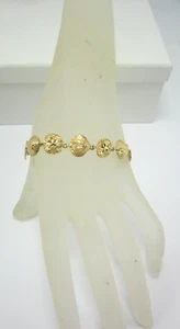 STUNNING 14K YELLOW GOLD SAND DOLLAR & SEASHELL LINK (7-7/8") BRACELET 9.9G - Picture 1 of 9