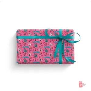 Personalized Halloween Wrapping Paper with Name Decorated Skulls Cacti Gift Wrap - Picture 1 of 4
