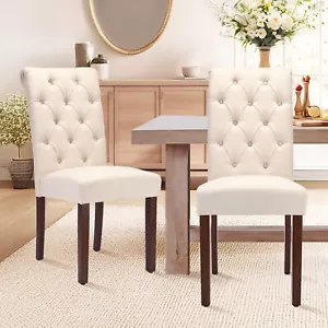 Dining Chairs Set of 2/4/6 Modern Upholstered Chair w/ Wooden Leg - Picture 1 of 83