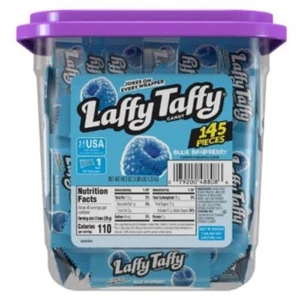 Laffy Taffy Candy Jar Blue Raspberry Individually Wrapped Bulk Candy (145 Count) - Picture 1 of 24