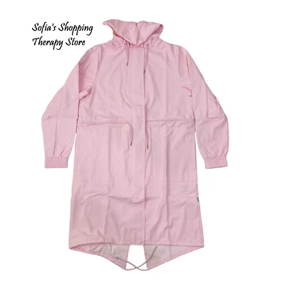 Parka impermeable para mujer Rains chaqueta con capucha rosa caramelo, talla GRANDE $155 Foto 1 de 4