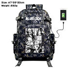Anime Blue Lock USB Backpack Teenager Schoolbag Casual Laptop Bag Gray Rucksack