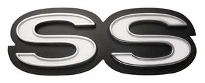 1969 CAMARO "SS" REAR PANEL EMBLEM BLACK & WHITE S S SUPER SPORT WITH RETAINERS - Bild 1 von 1