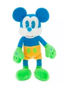 Disney Neon Mickey Mouse Bean Bag Plush 12" Classic Blue Green Yellow - Picture 1 of 2