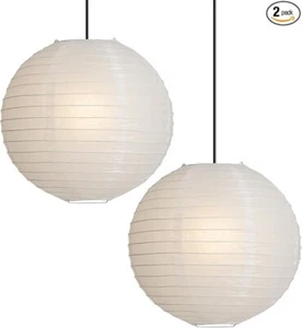 2 Pcs Paper Lantern Shade Lampshade Hanging Lampshades Rice Ceiling Lights 12" - Picture 1 of 5