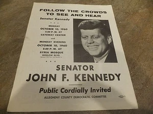 John F. Kennedy campaign flyer- Pittsburgh-souvenir 1960 World Series Scorecard - Picture 1 of 6