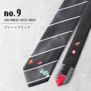 Florence Spec SUPER MARIO BROS. Mario Tie Men's Grey Black #9 Japan w/ Gift Box - Picture 1 of 17