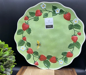 THE FARMHOUSE Summer Strawberry Primrose Melamine 14" Serving Platter Tray NEW - Picture 1 of 8