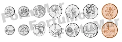 CZECH REPUBLIC UNC 7 COINS SET, 10 20 50 Haleru 1 2 5 10 KORUN 1999 2012 - Image 1 of 3