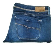 DIESEL WOMENS SIZE 32 MEASURED W38 X L31 MADE IN USA LOWKY LOW WAIST BLUE JEANS