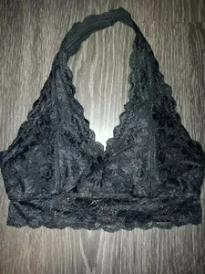 Girls justice lace halter bralette size 32 new black Removable Lining  - Picture 1 of 3