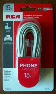 RCA 15' Phone Line Cord, New in Original Packaging Unused - Zdjęcie 1 z 3